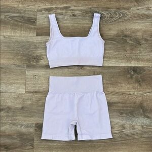 Women's Athletic Shorts and Top Set - White